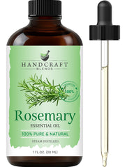 1 oz rosemary essential oil in an amber glass bottle