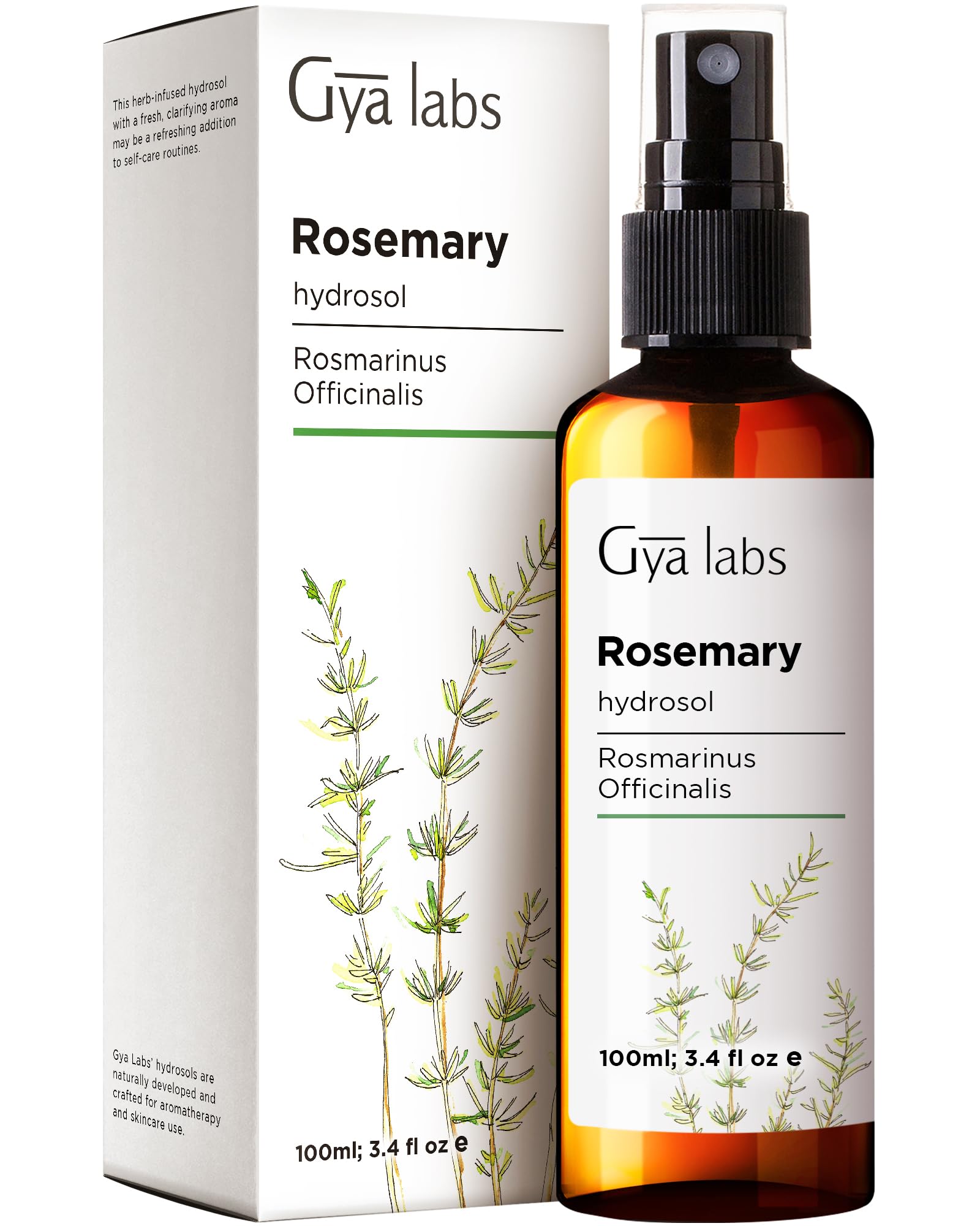 Gya Labs Rosemary Hydrosol bottle for face and body mist (3.4 Fl Oz)