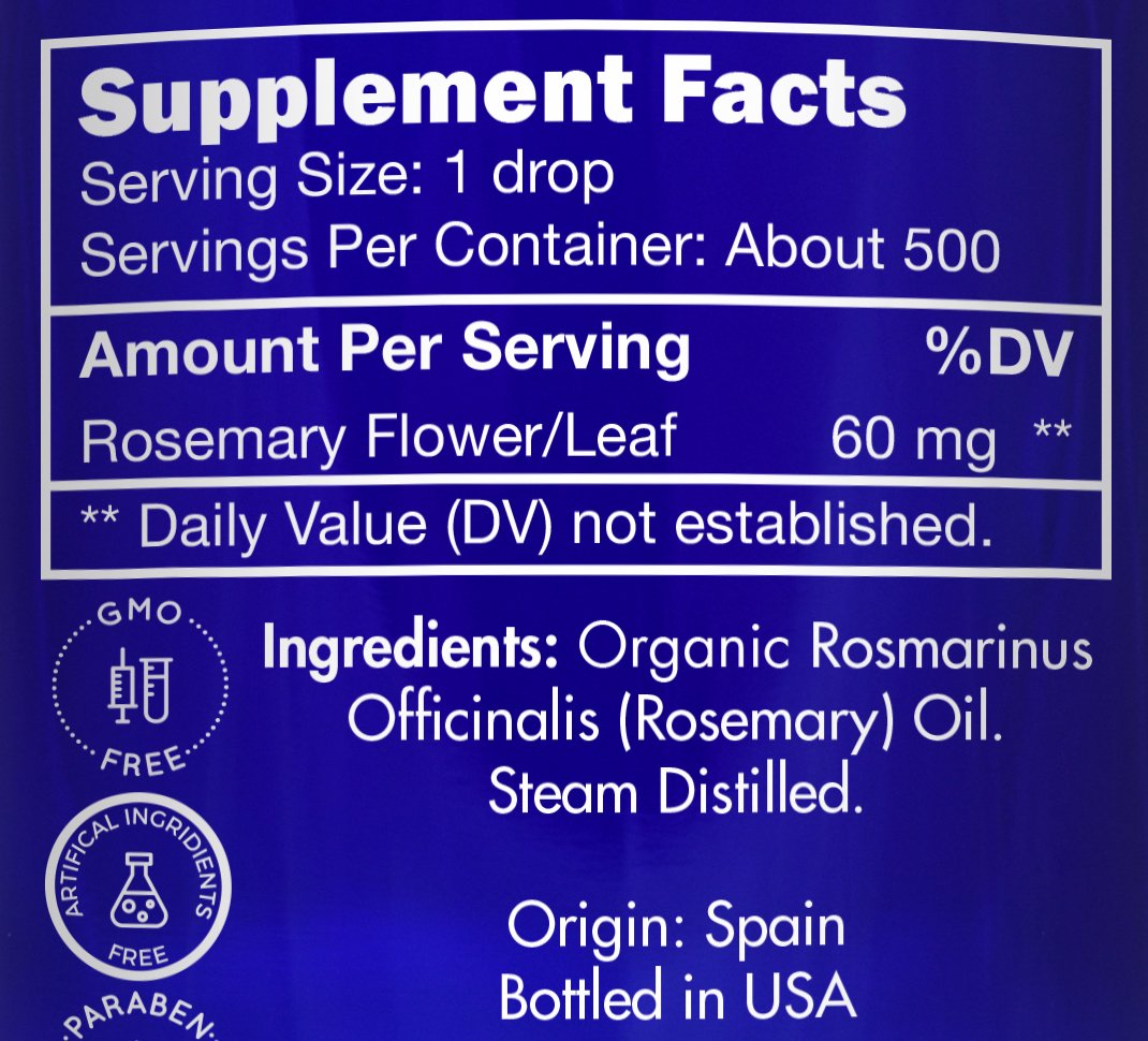 Label for Zongle Therapeutics Organic Rosemary Oil 1 OZ