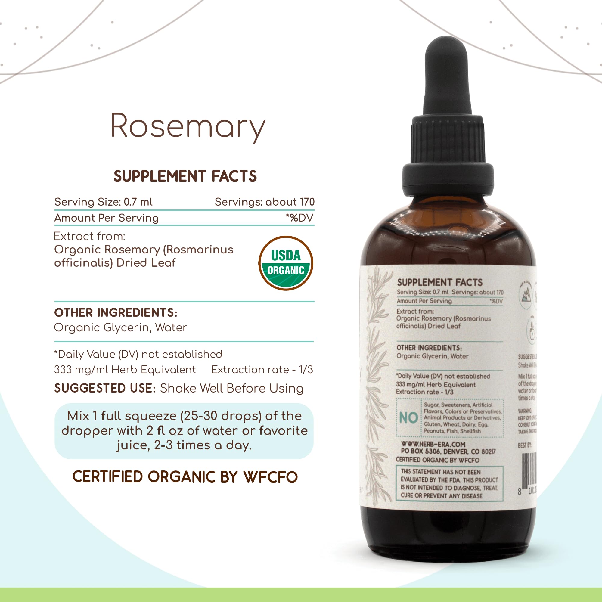 Ingredients and extract details for Rosemary Rosmarinus Officinalis tincture