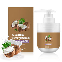 ROSINO coconut oil facial hair removal cream bottle highlights a gentle, skin-friendly formula.