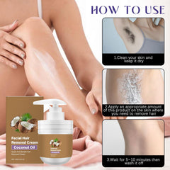 ROSINO packaging-and-label feature clean design and explicit coconut-oil benefits.