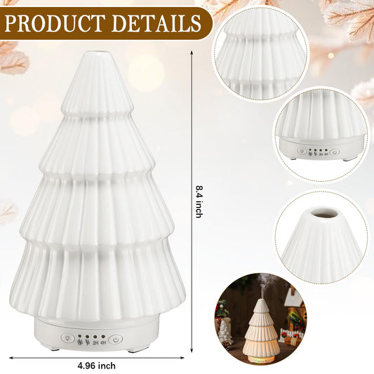 Close-up of white ceramic Christmas tree diffuser detailing