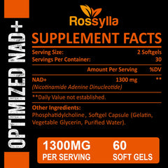 Close-up of Rossylla NAD+ 1300mg capsules