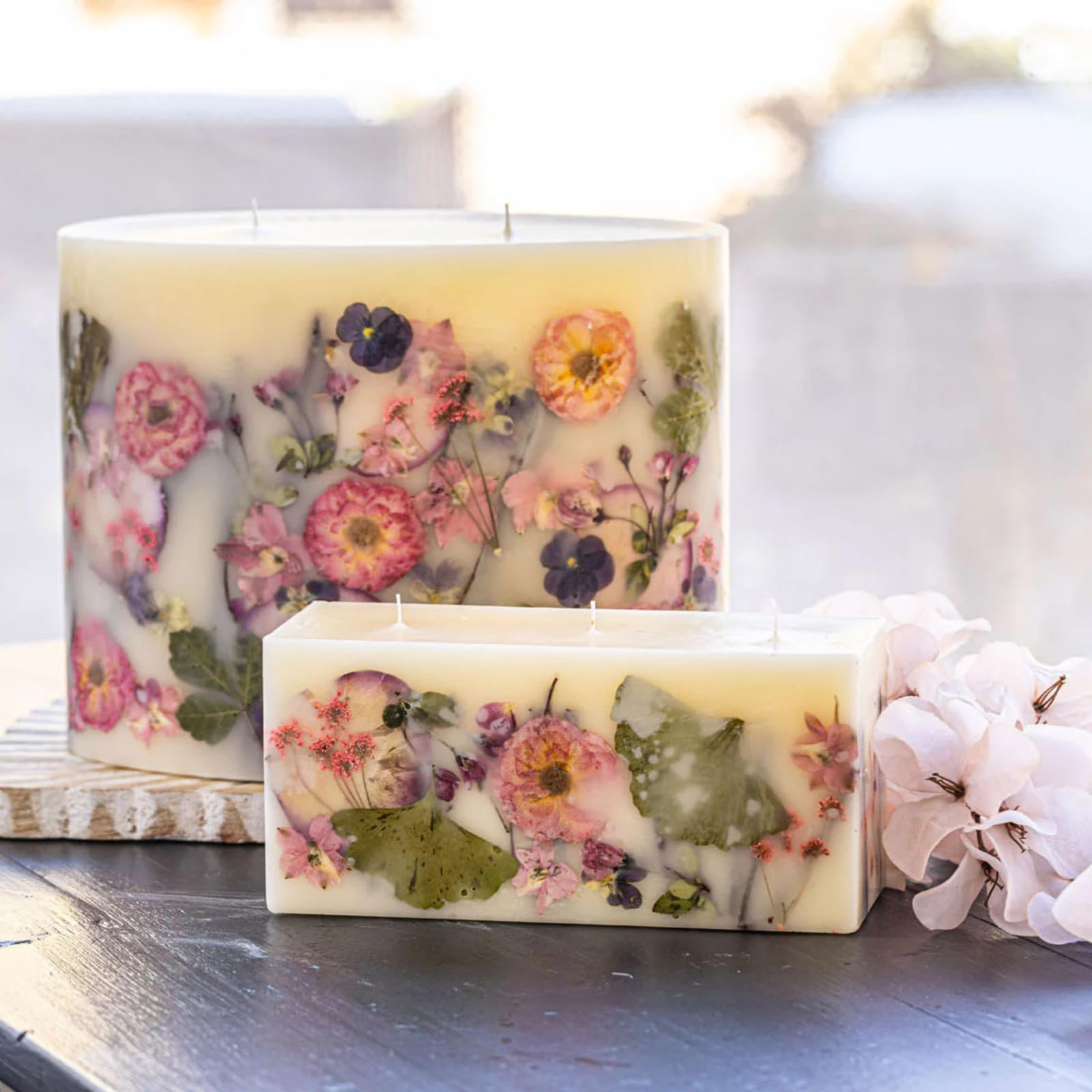 Rosy Rings Blushing Rosewood Brick candle—burn-wick close-up for extended fragrance experience