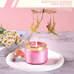 Gift-ready rotatable candle displayed as a centerpiece