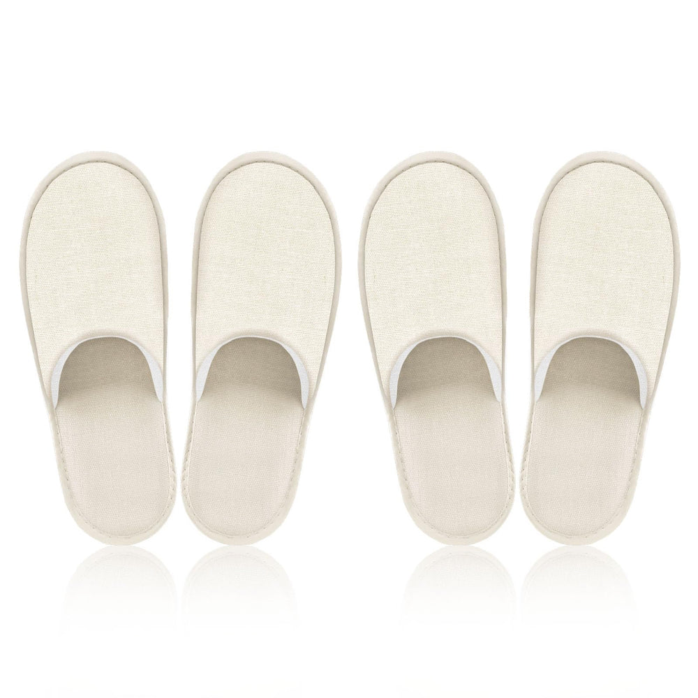 Roucerlin beige guest slippers packaged for easy hotel guest distribution.