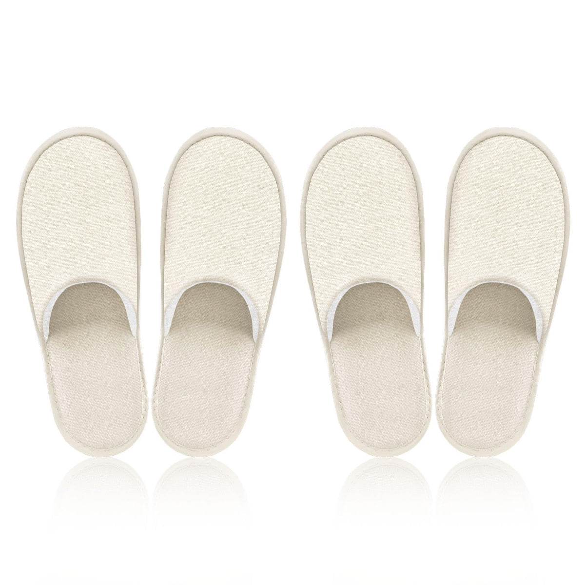 Roucerlin beige guest slippers packaged for easy hotel guest distribution.