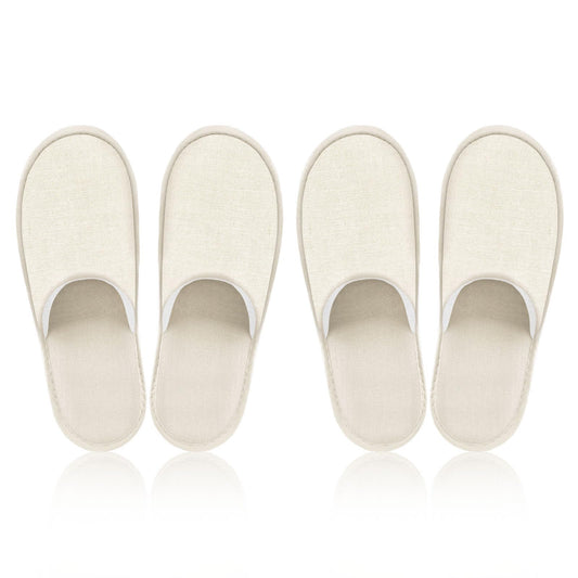 Roucerlin beige guest slippers packaged for easy hotel guest distribution.