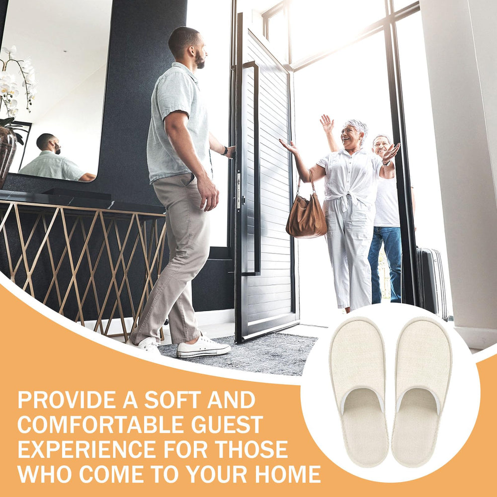 Roucerlin slippers with individual bags for organized guest distribution.