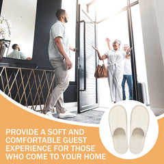 Roucerlin slippers with individual bags for organized guest distribution.