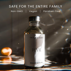 Diffuser oil bottle and elegant packaging for Royal Hotel scent