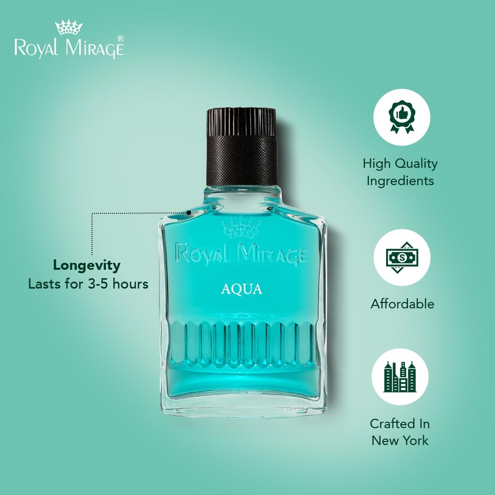 Royal Mirage Aqua packaging box conveys premium value and trusted brand.