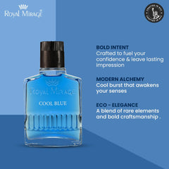 Royal Mirage Cool Blue aftershave ingredients close-up hints natural components.