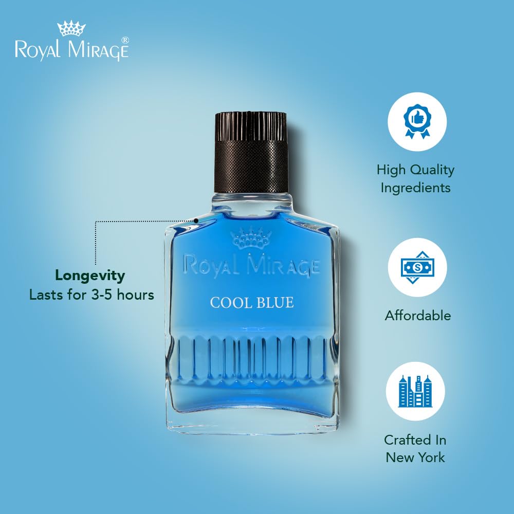 Royal Mirage Cool Blue aftershave pour action captured for a refreshing splash.