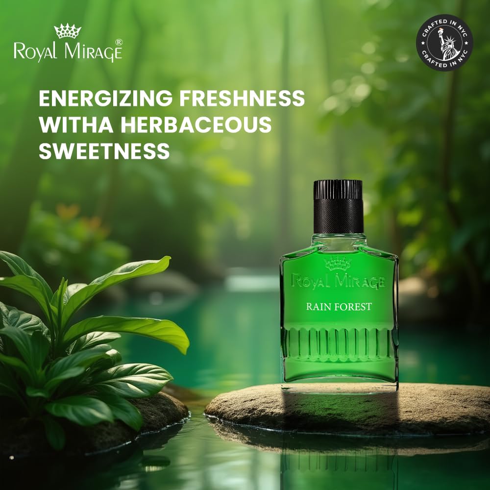 Royal Mirage Rainforest aftershave application splash for effortless post-shave refresh.
