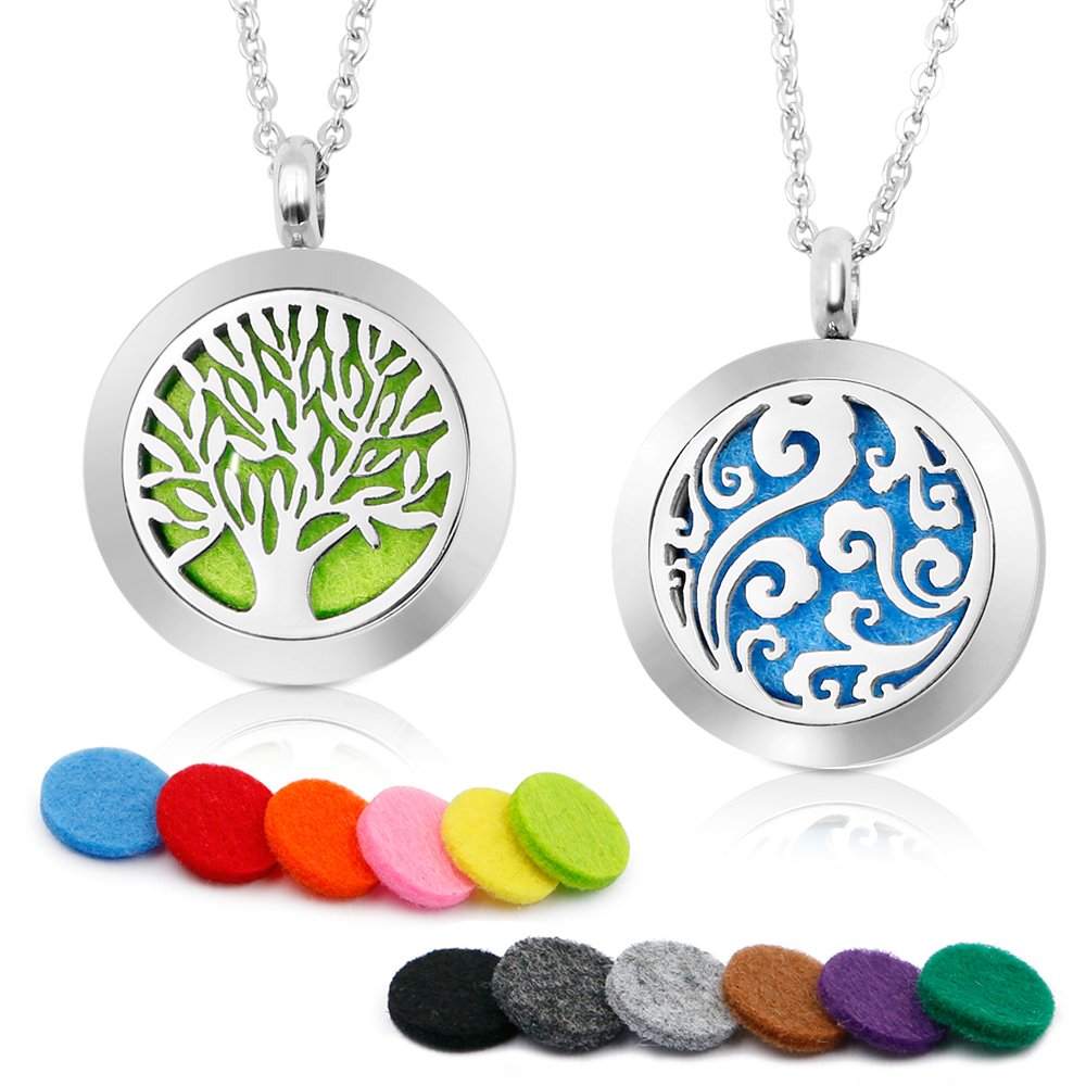 RoyAroma diffuser necklace style A pendant, two pattern options for easy scent switching.