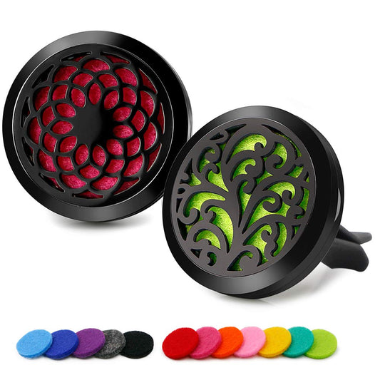 RoyAroma 30mm vent clip in black with sunflower design