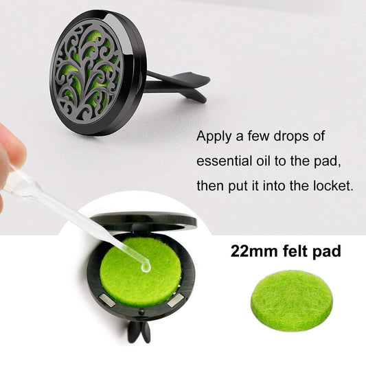 RoyAroma 30mm vent clip in black with tree of life design