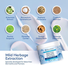 Roycederm dandruff soothing cream closeup emphasizes hydration and comfort at the scalp.