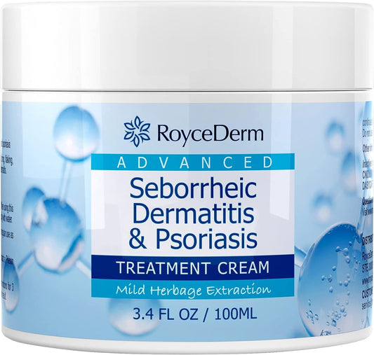 Roycederm seborrheic-dermatitis-cream-bottle for soothing scalp relief.