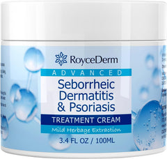 Roycederm seborrheic-dermatitis-cream-bottle for soothing scalp relief.