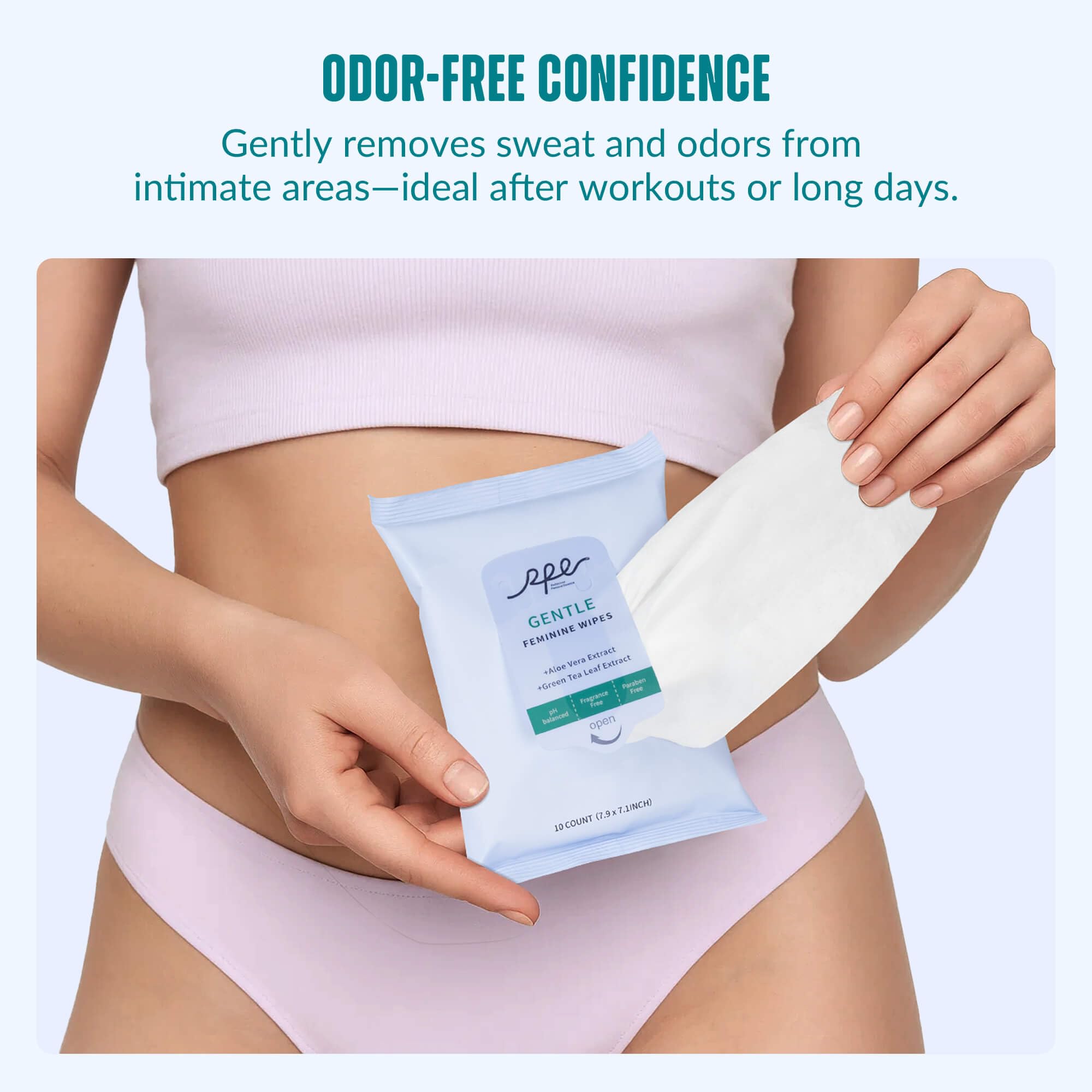 RPE Life fragrance-free label highlights gentle cleansing