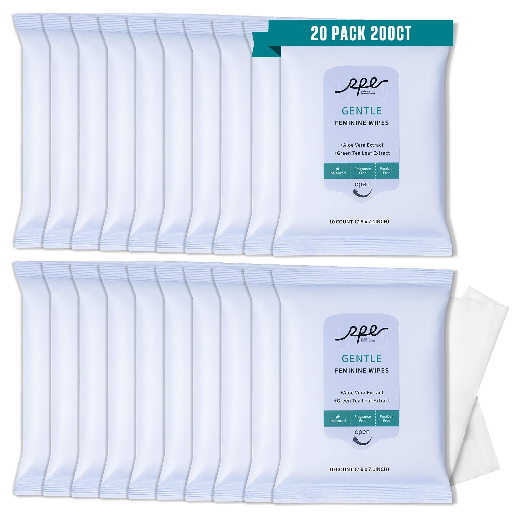 RPE Life large feminine wipes pack open for on-the-go refresh
