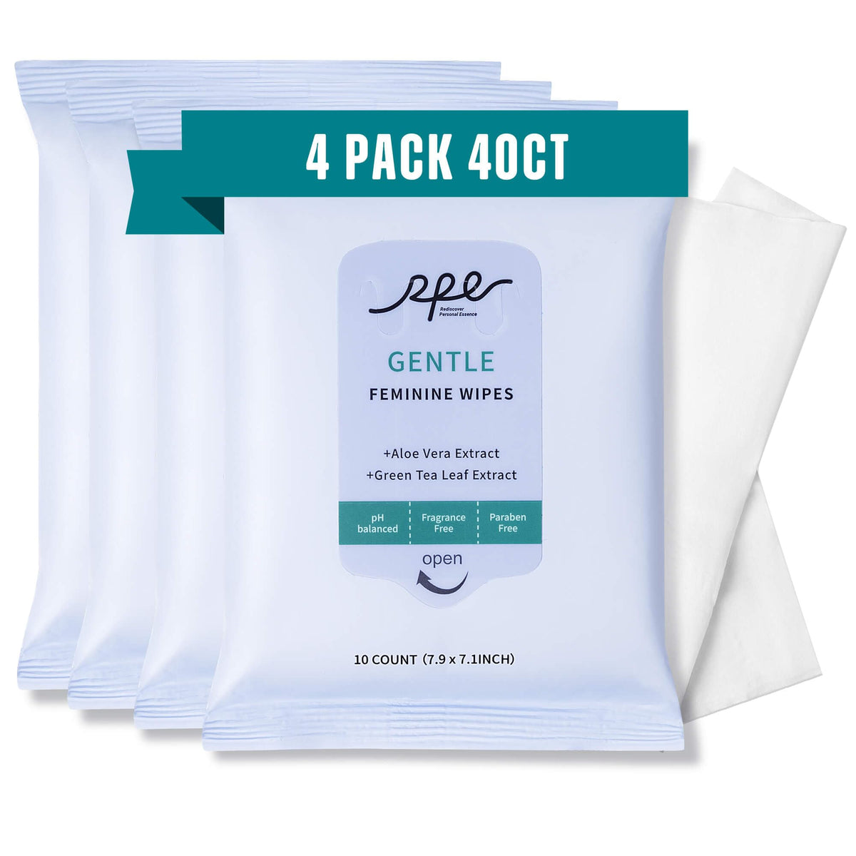 RPE Life large feminine wipes packaging front for travel-ready hygiene