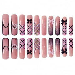 RTKHFZE 3D bow rhinestones accent nails for a sparkling manicure.