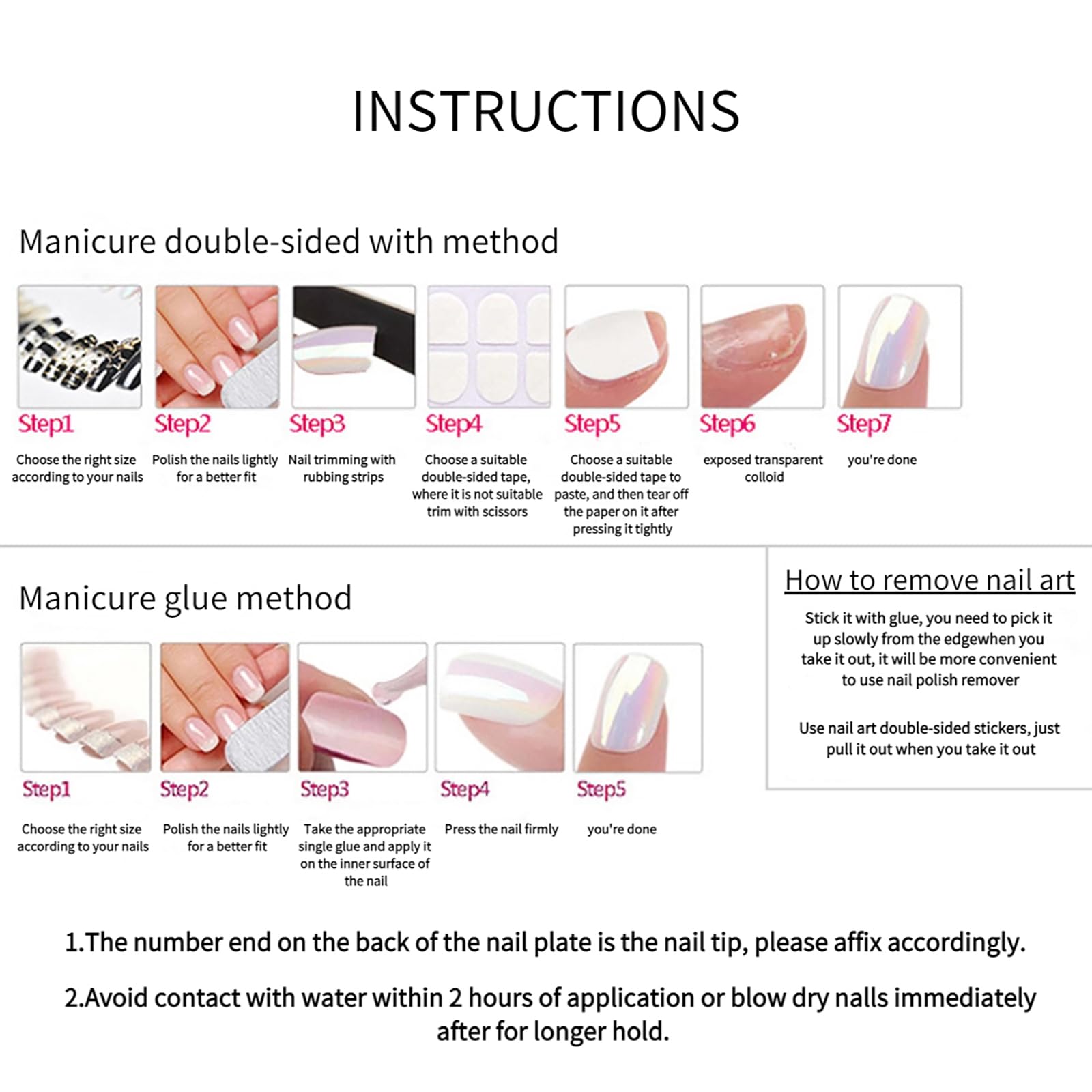 RTKHFZE nail art kit includes glue stickers for easy application