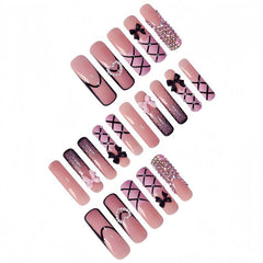 RTKHFZE sparkly rhinestones close-up on artificial nails.