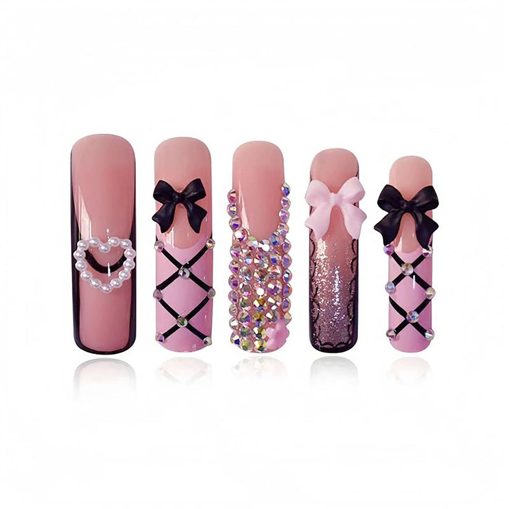 RTKHFZE square nails with glossy pink finish.