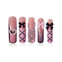 RTKHFZE square nails with glossy pink finish.
