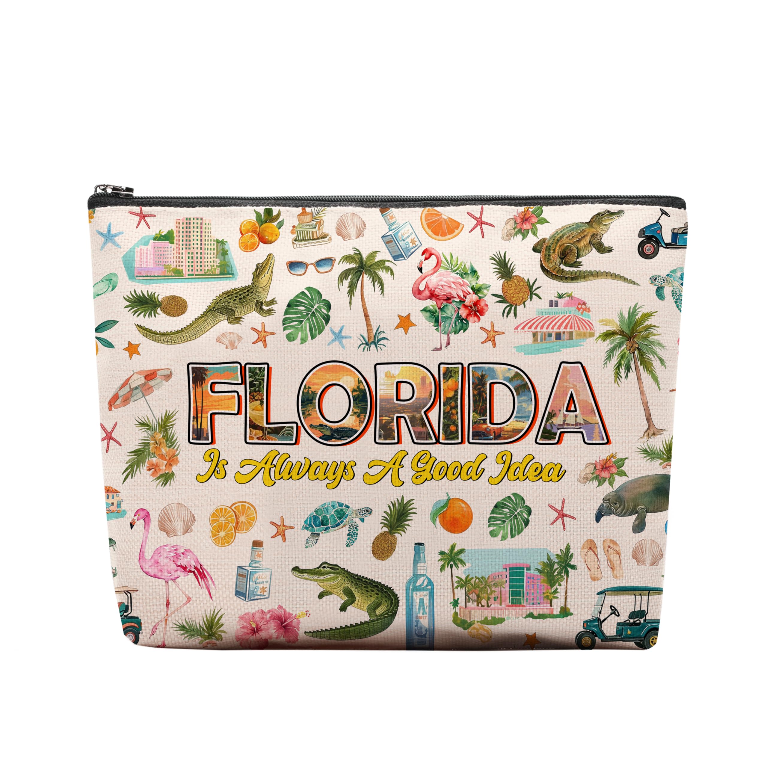 RTTLALUO Florida makeup bag front view, ideal for travel and gifting.