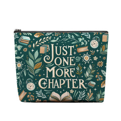 RTTLALUO reading cosmetic bag with green pattern, ideal for organizing makeup on the go.