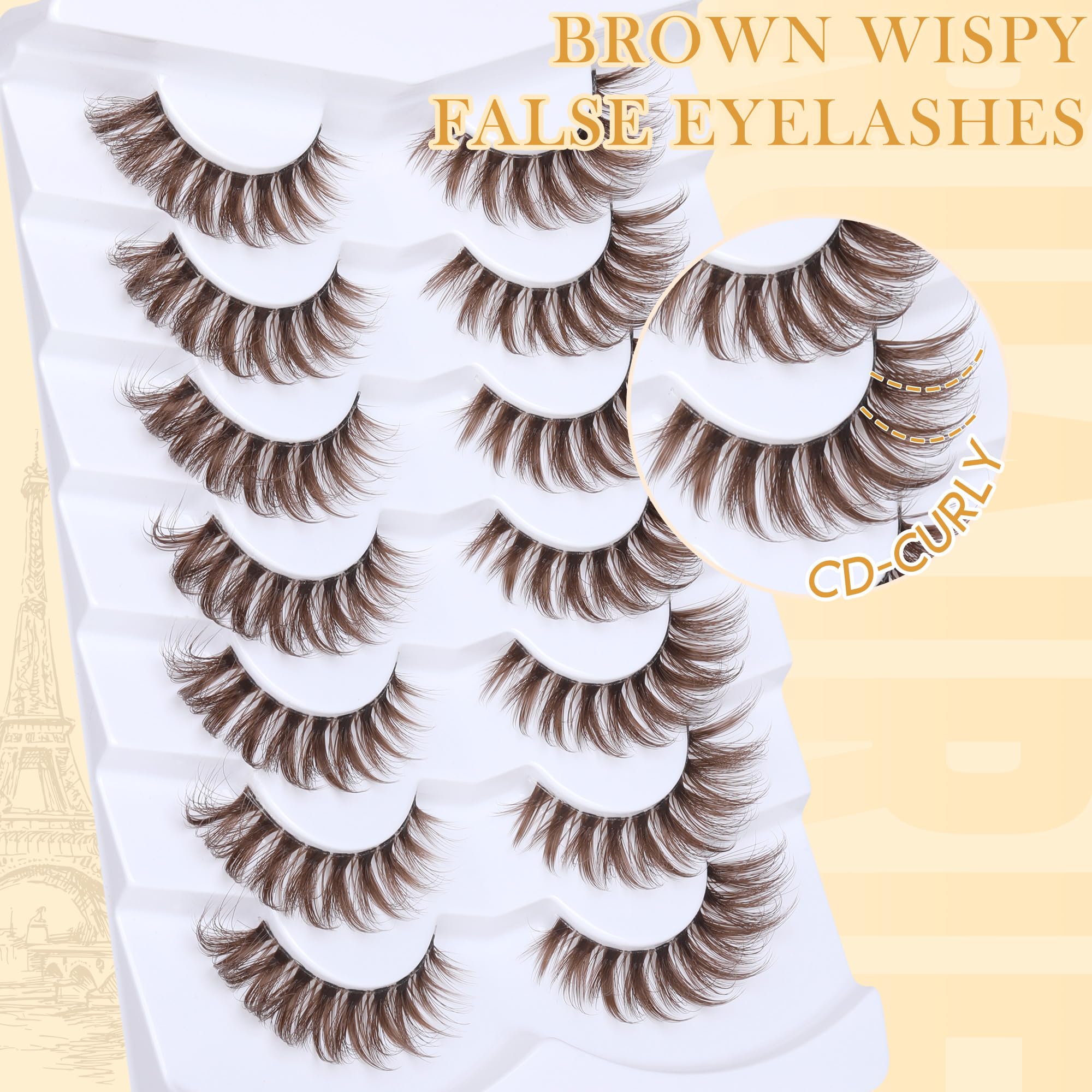 Ruairie wispy cat eye lashes accentuate eyes with natural lift.