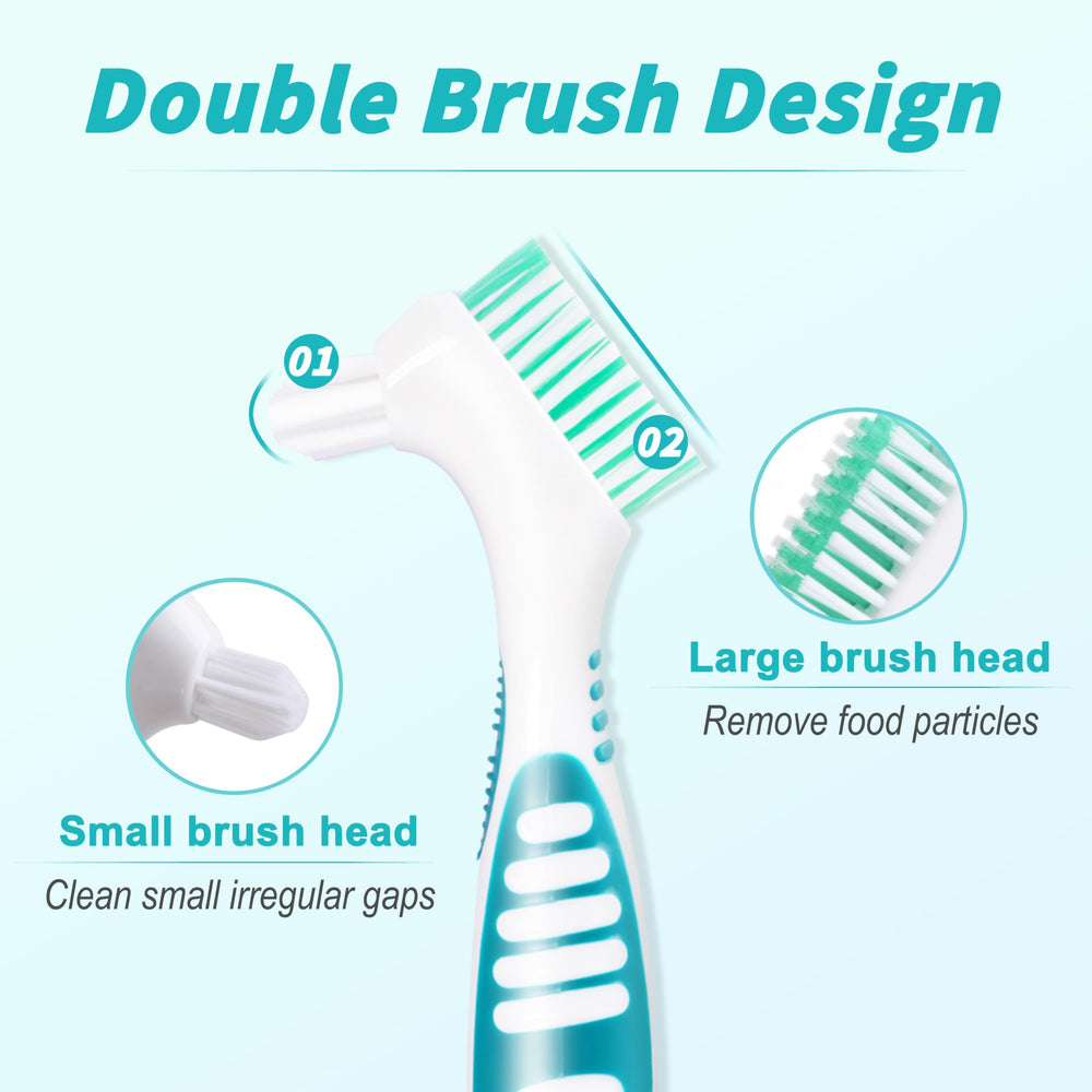 Denture brush with rubber anti-slip handle