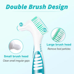 Denture brush with rubber anti-slip handle