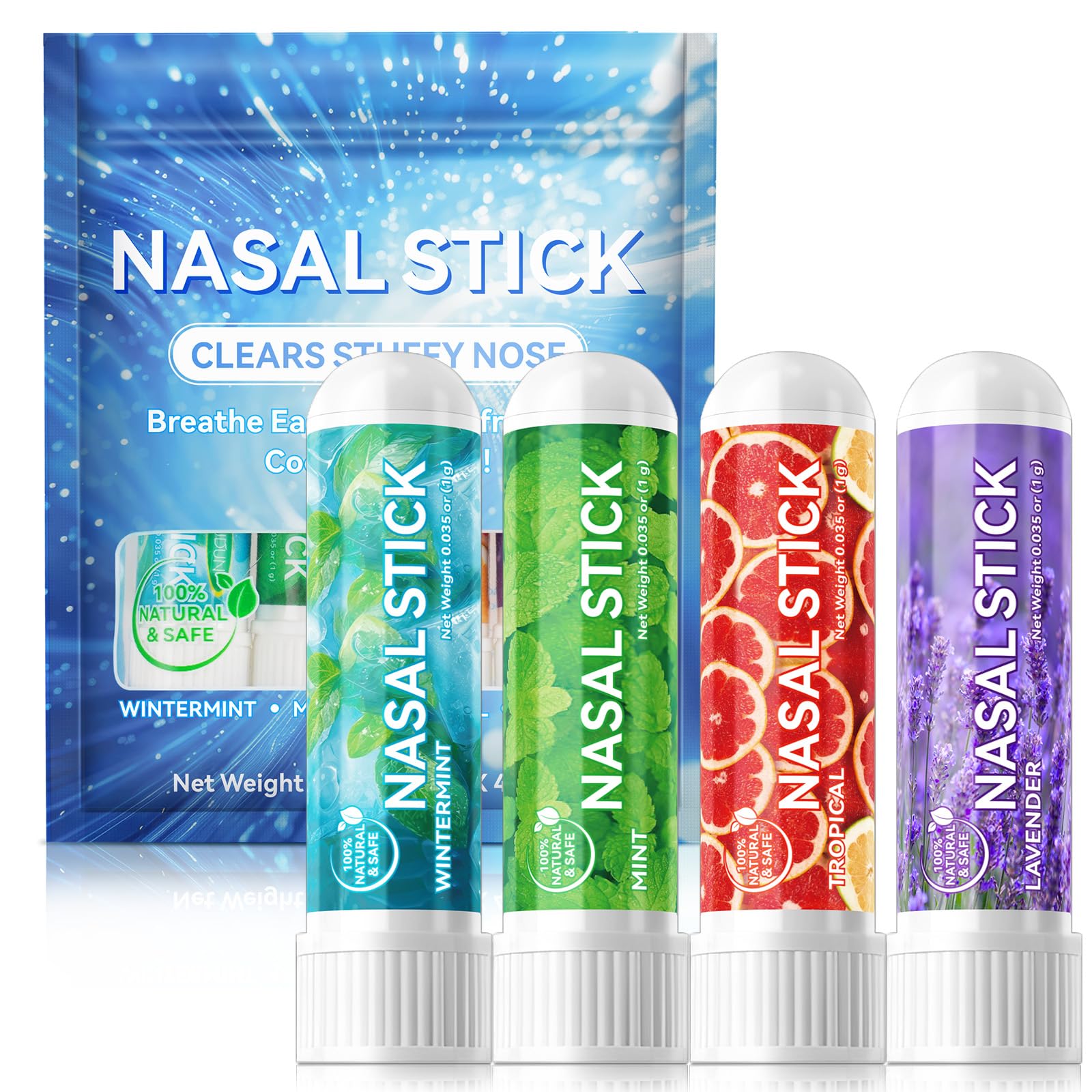 Ruduwu nasal stick quad-pack front view for quick breathing refresh.