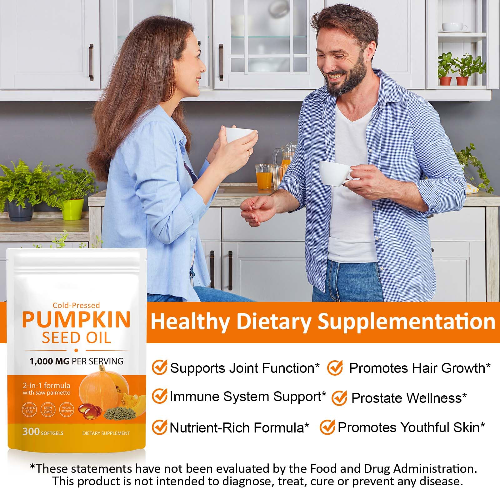 Saw palmetto and pumpkin seed oil 2-in-1 ingredients