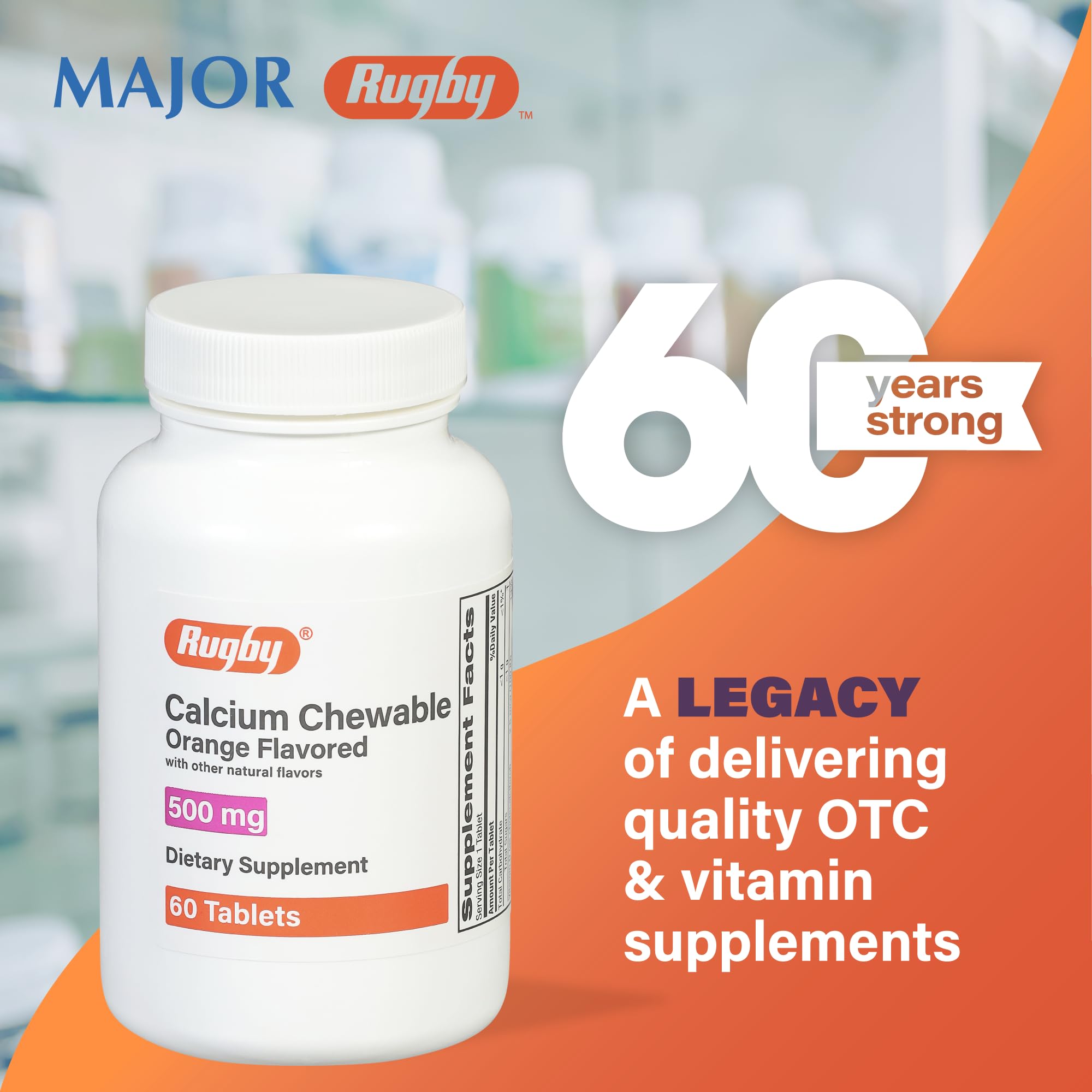 Four-pack Rugby Calcium Chewable Tablets bundle view.