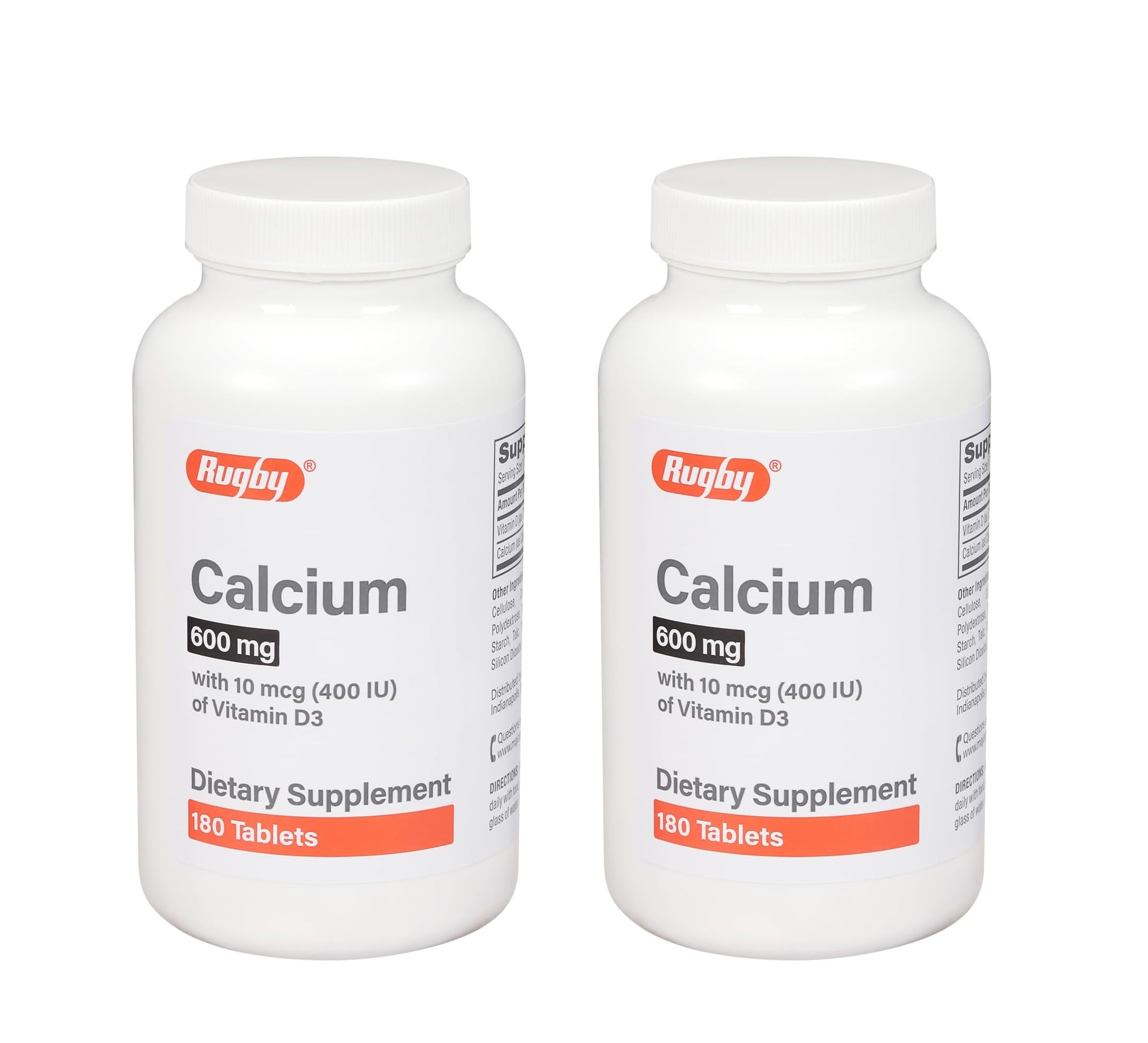 Rugby 600mg Calcium Tablets bottle and label