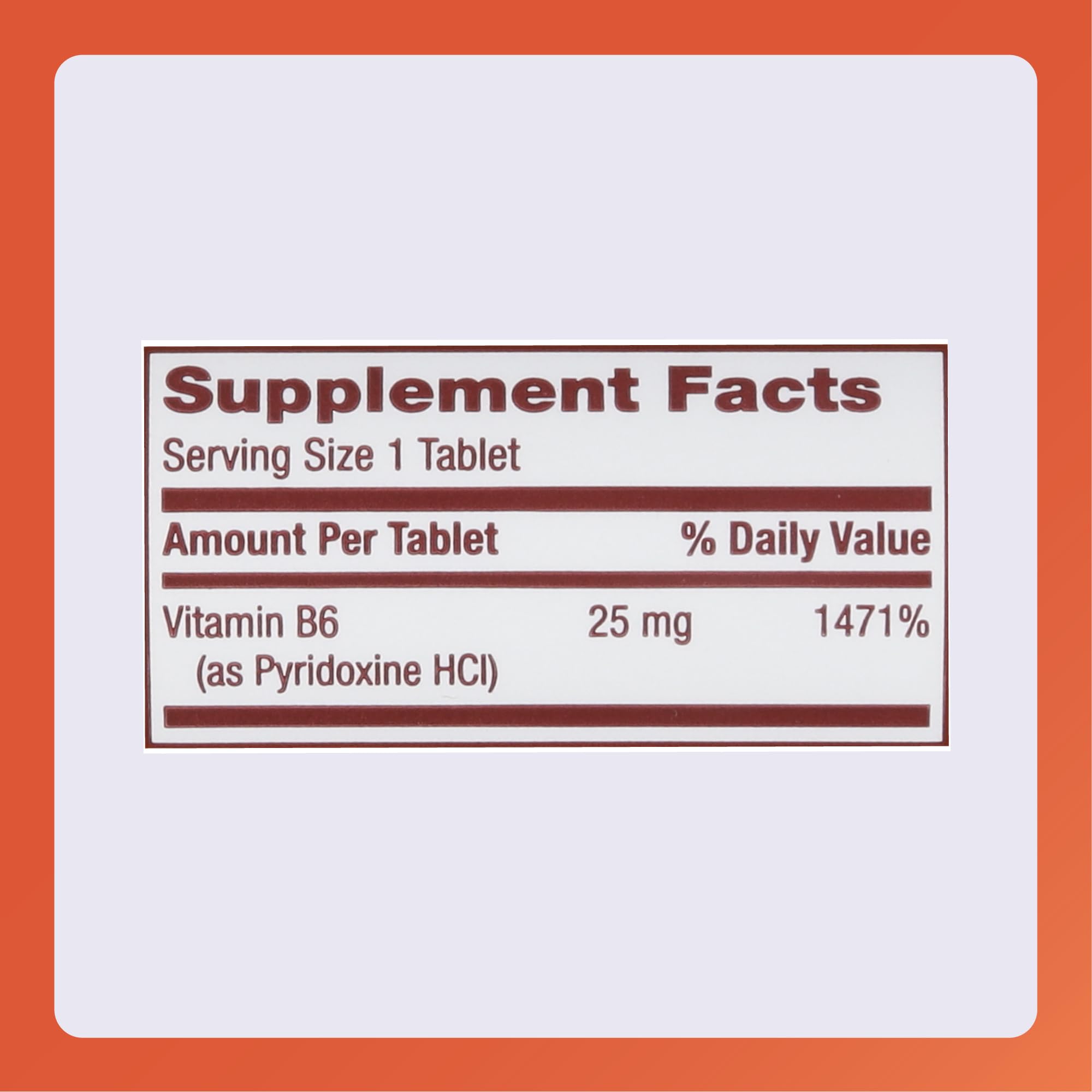 Rugby Vitamin B-6 25mg tablets with bottle and packaging