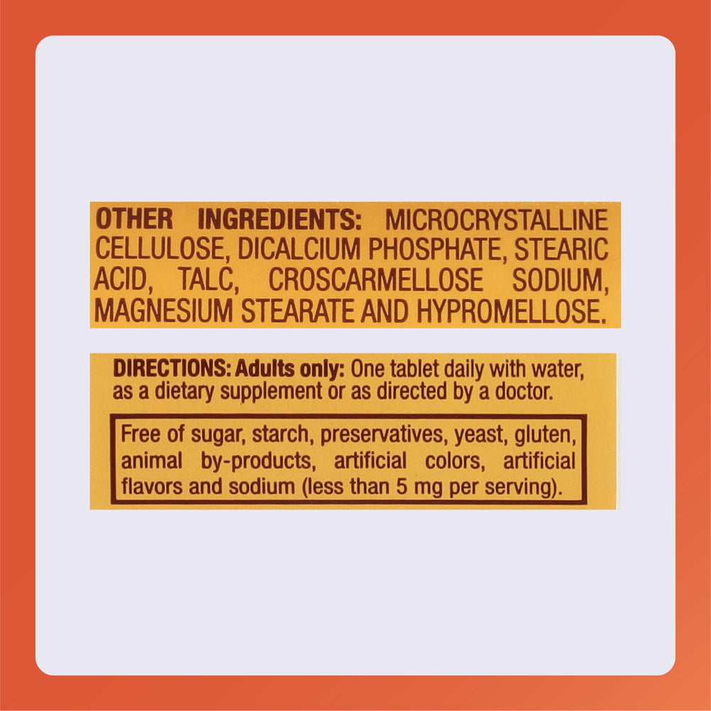Pyridoxine HCl ingredient text on Rugby B-6 bottle label