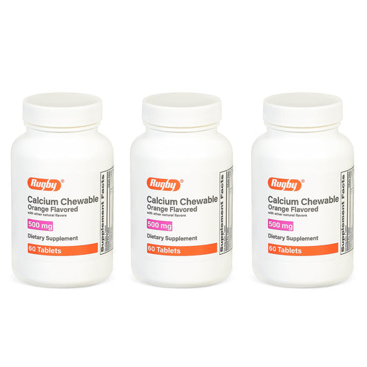 Rugby calcium chewable tablets orange flavor bottle – 60 count