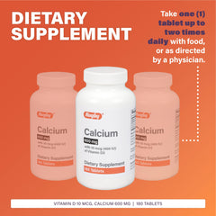 Close-up of Rugby Calcium Tablet showing 600 mg calcium content