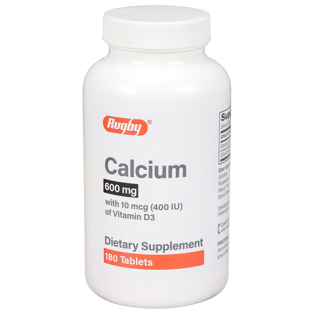 Bottle of Rugby Calcium Tablets 180-count