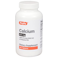 Bottle of Rugby Calcium Tablets 180-count