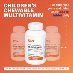 Close-up of kid-friendly chewable multivitamin tablets